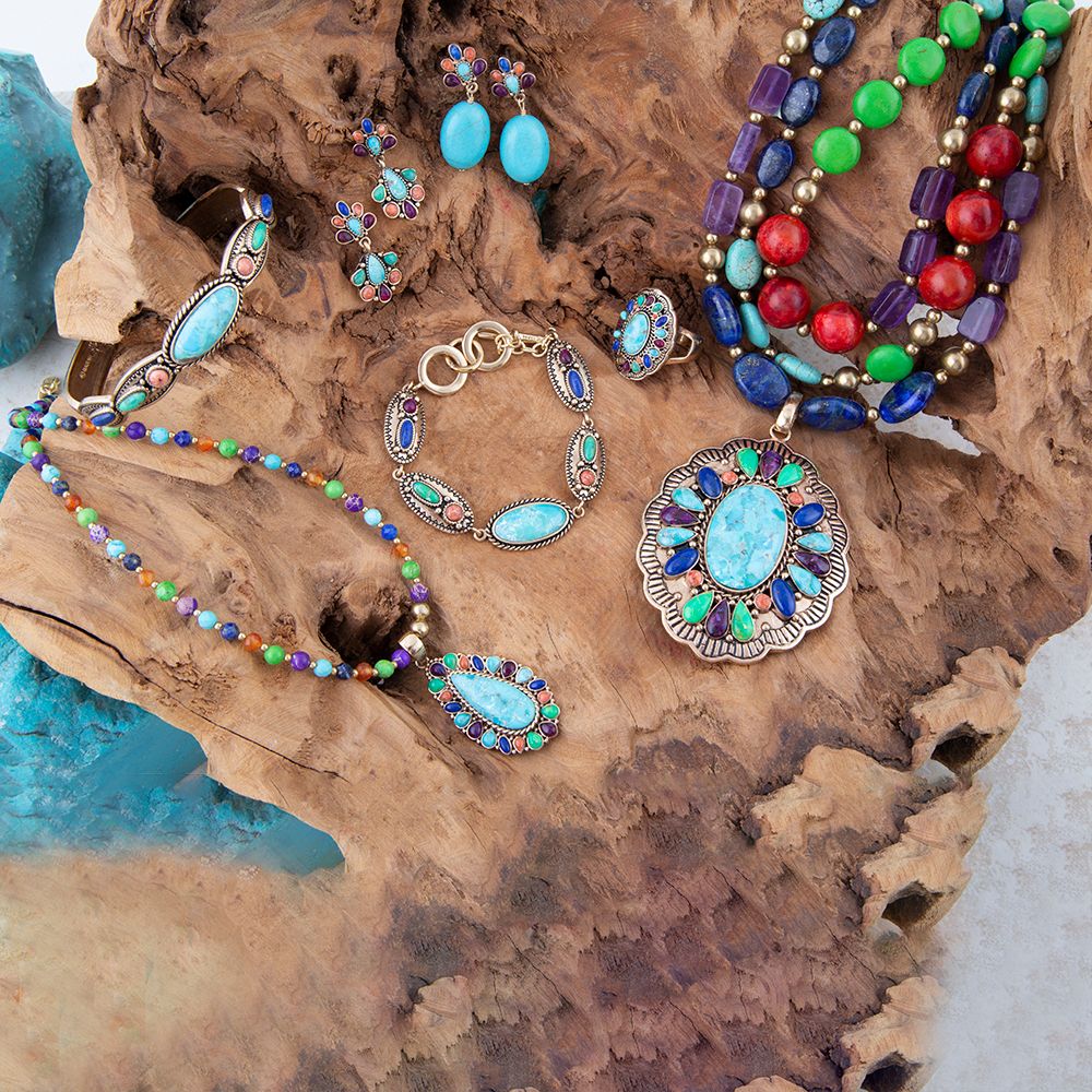 Barse Concho Colourfull Golden Link Bracelet