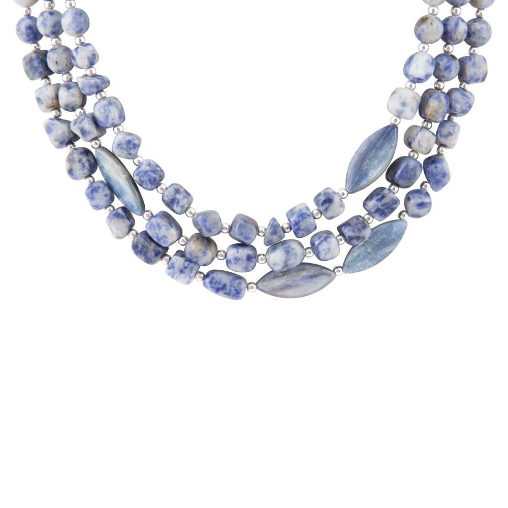Barse Denim Kyanite Blue Lapis Sterling Silver Strand Necklace