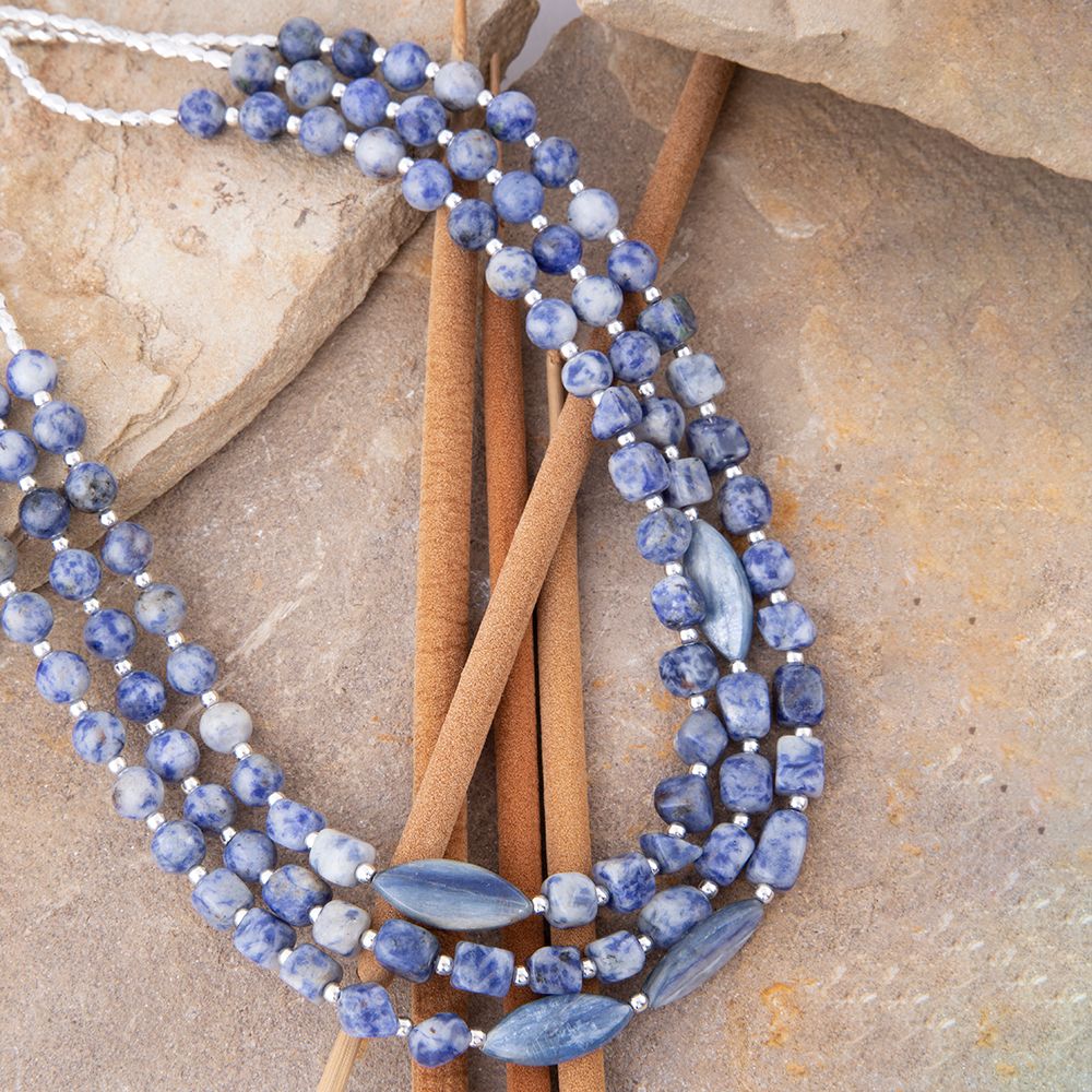 Barse Denim Kyanite Blue Lapis Sterling Silver Strand Necklace