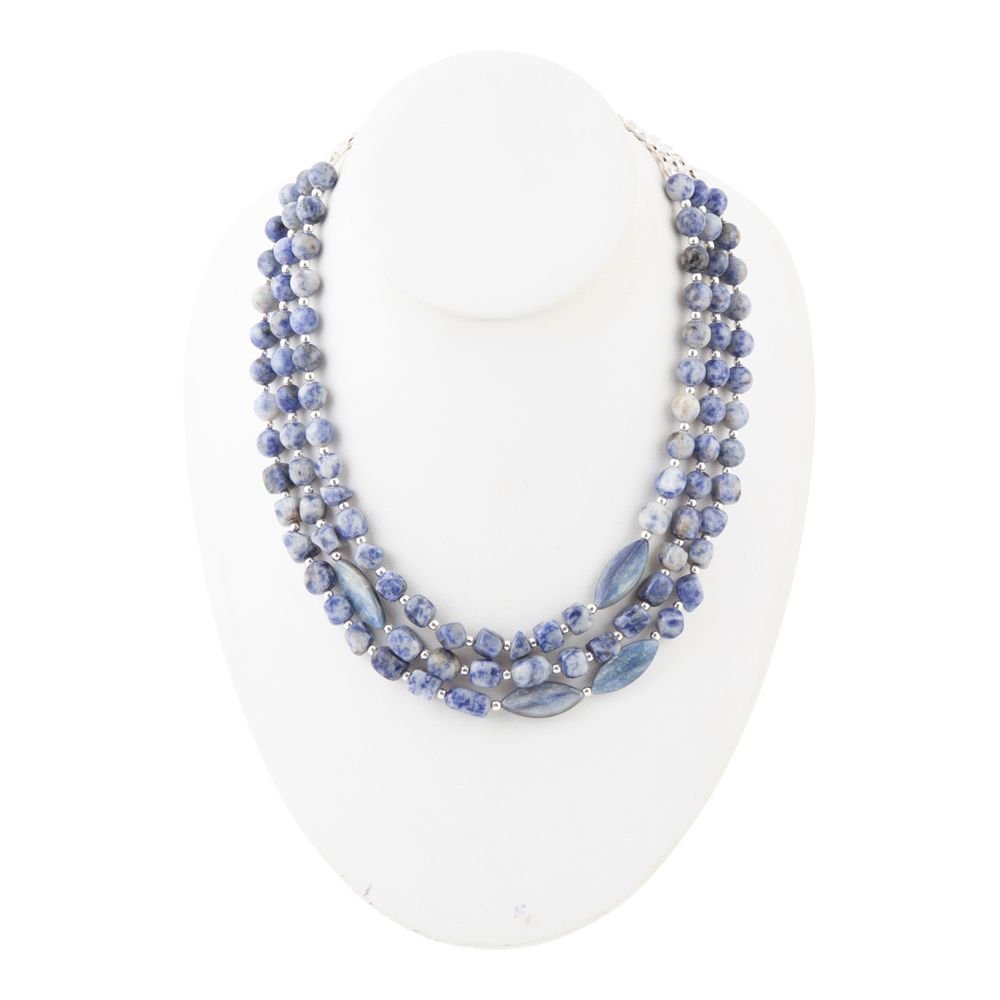 Barse Denim Kyanite Blue Lapis Sterling Silver Strand Necklace