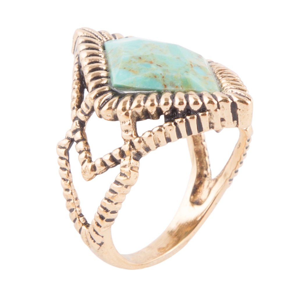 Barse Diamond Days Blue Turquoise and Golden Ring
