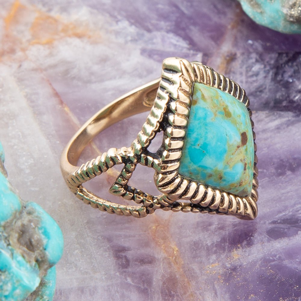 Barse Diamond Days Blue Turquoise and Golden Ring