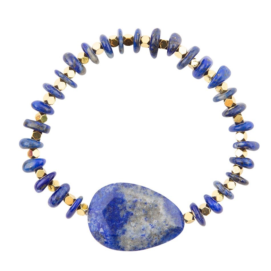 Barse Dreamy  Blue Lapis Chunky Golden Bracelet