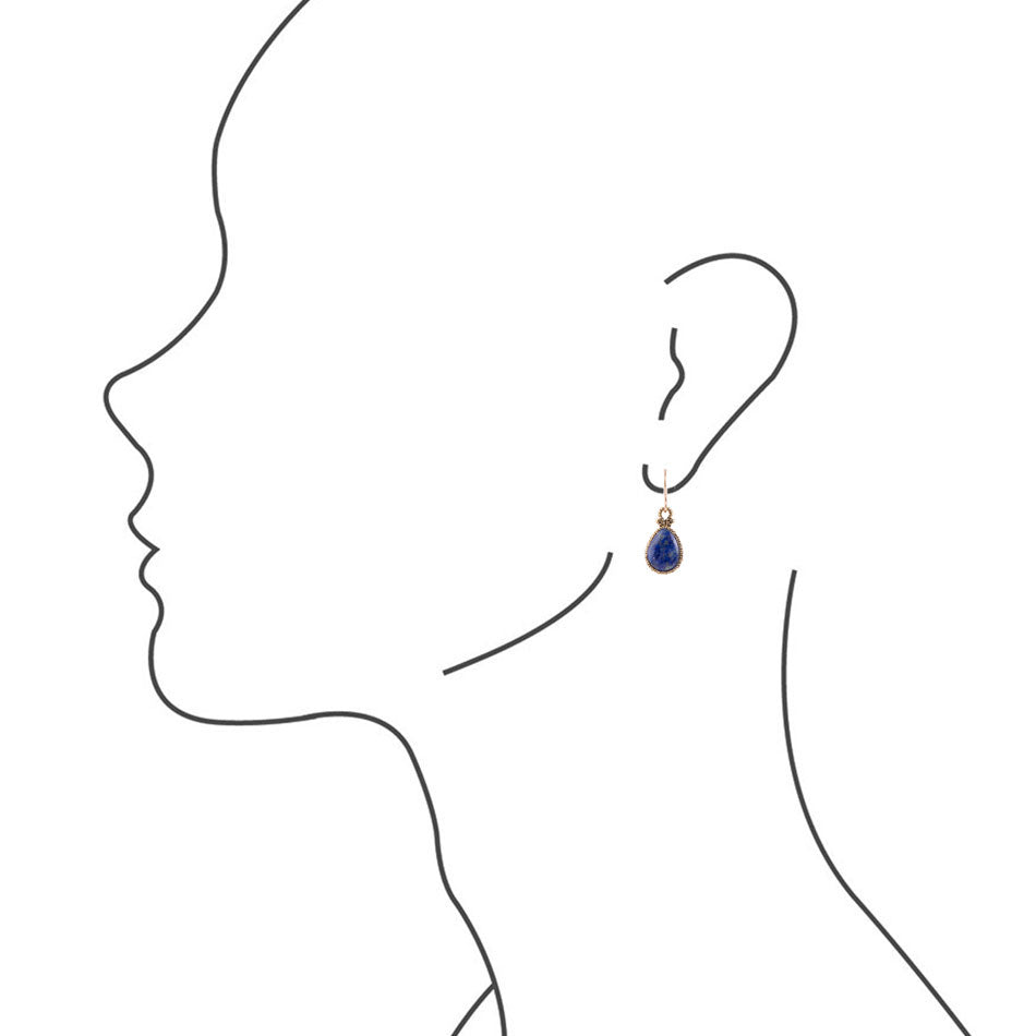 Barse Dreamy Drop Blue Lapis and Golden Earrings