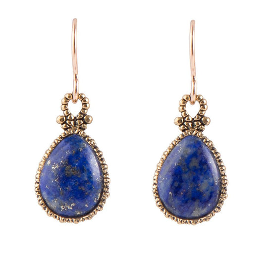 Barse Dreamy Drop Blue Lapis and Golden Earrings