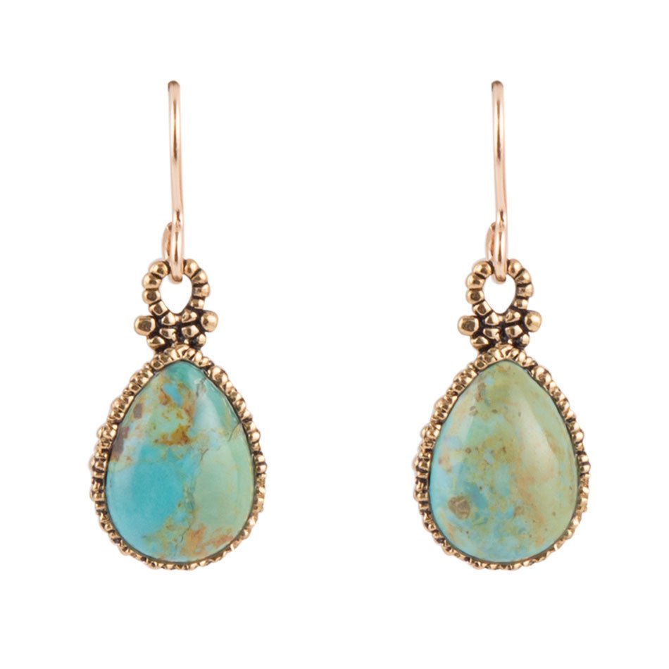 Barse Dreamy Drop Blue Turquoise and Golden Earrings