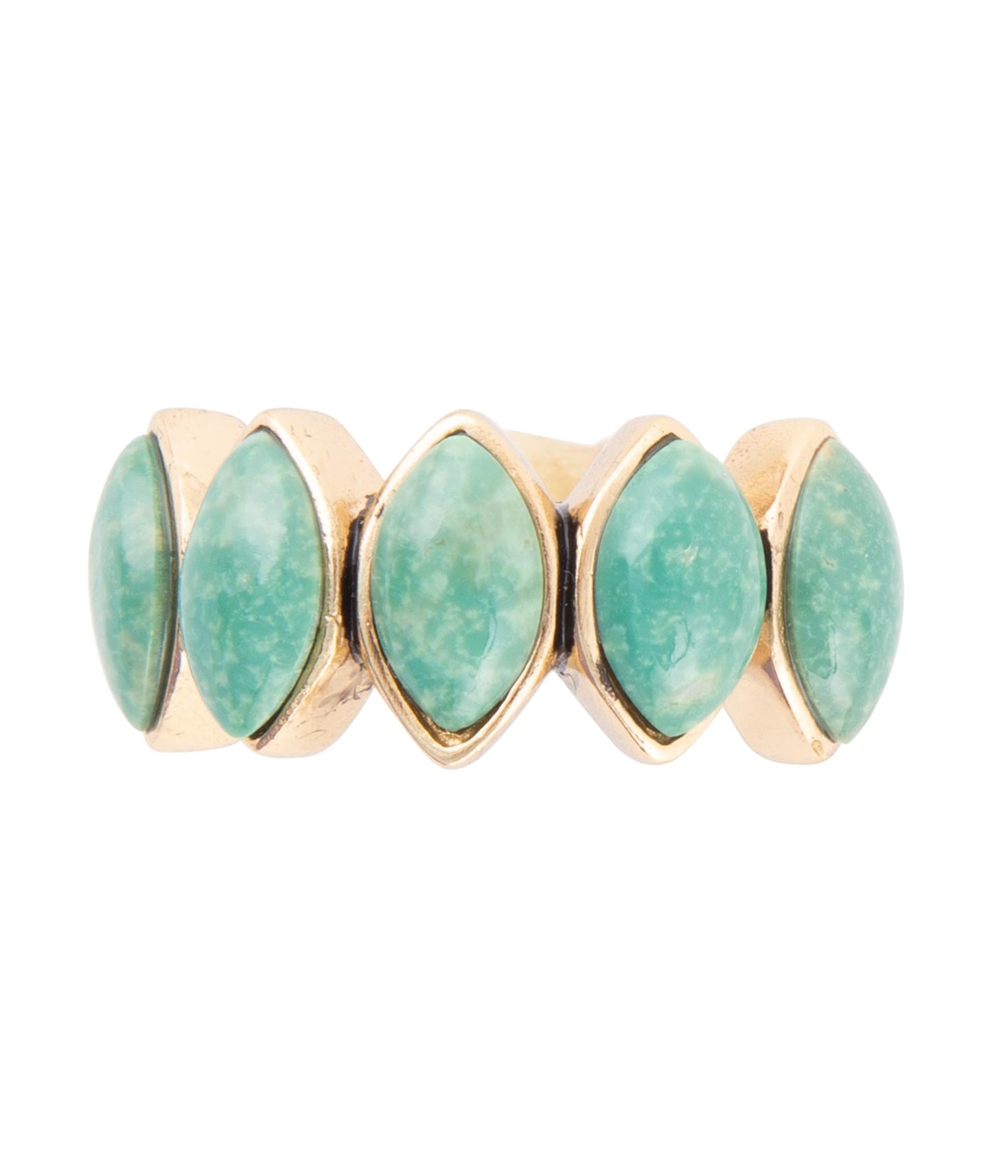 Barse Five Stone Green Turquoise and Golden Bronze Ring