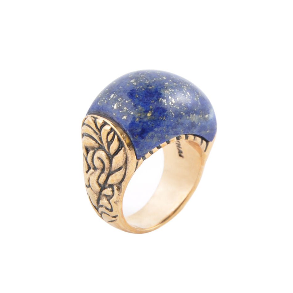 Barse Flourished Bronze Ring - Lapis