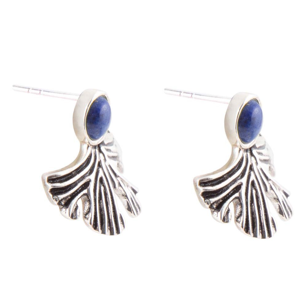Barse Ginko Blue Lapis and Sterling Silver Stud Earrings