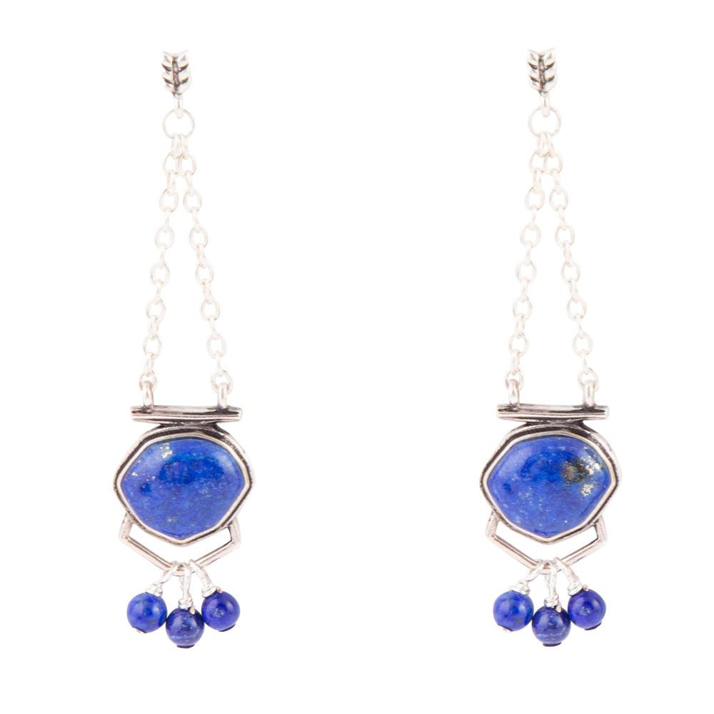 Barse Go West Blue Lapis and Sterling Silver Drop Earrings
