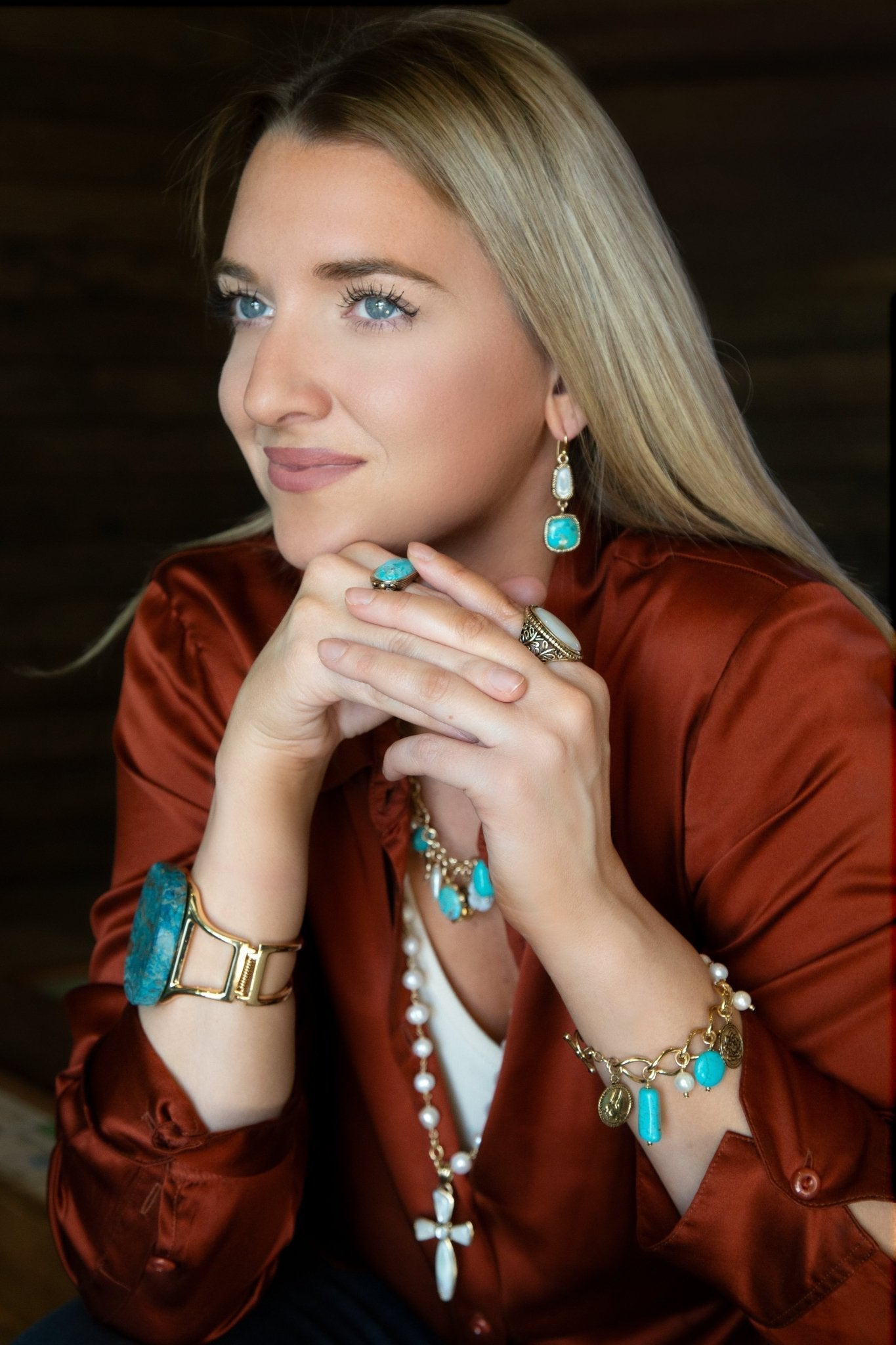 Barse Las Cruces White Pearl Cross Pendant Necklace