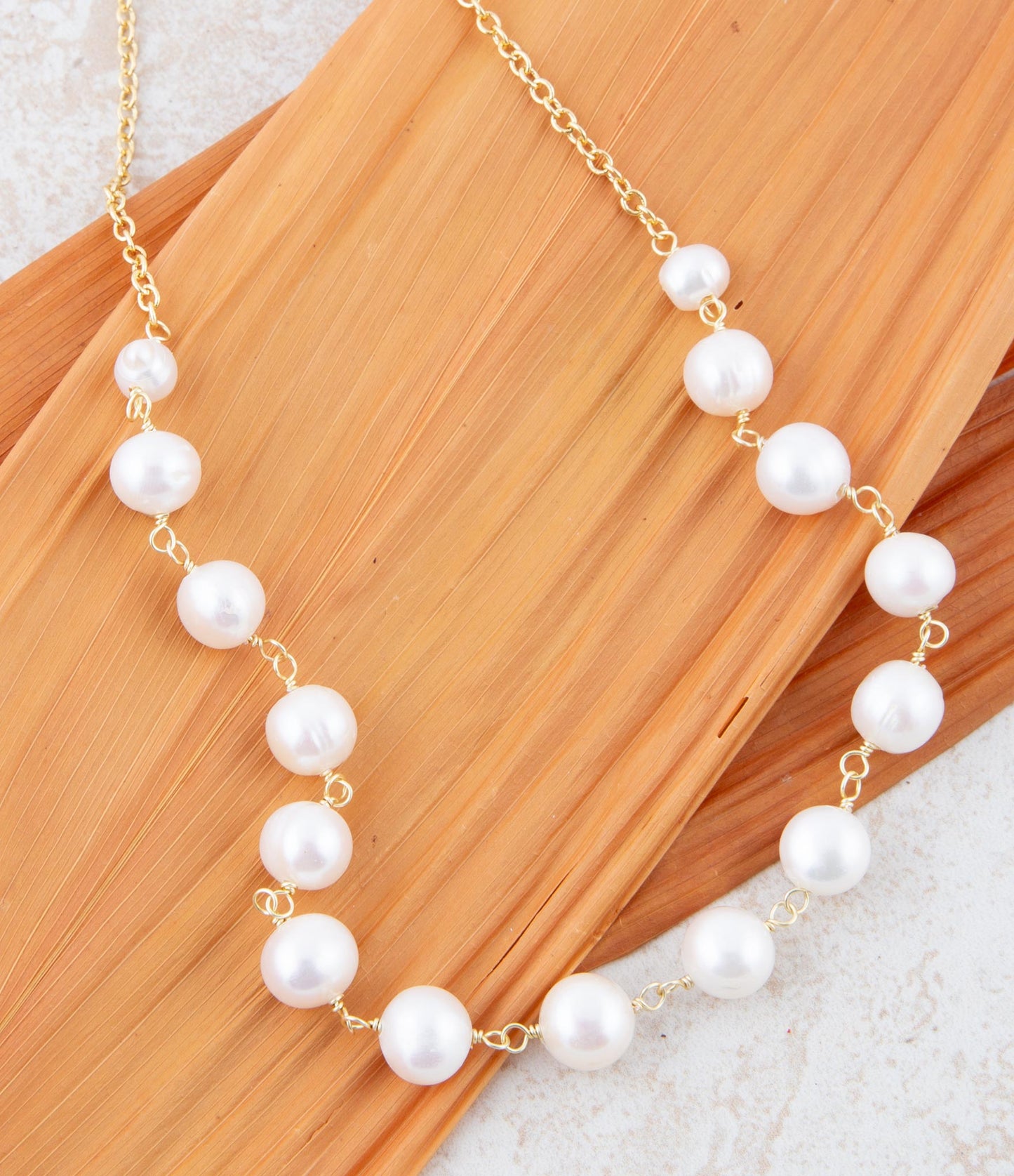 Barse Golden Chain and White Pearl Necklaces
