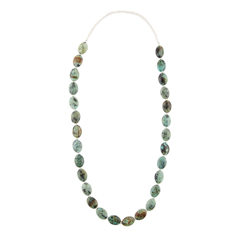 Barse Green African Turquoise Slip On Sterling Silver Necklace