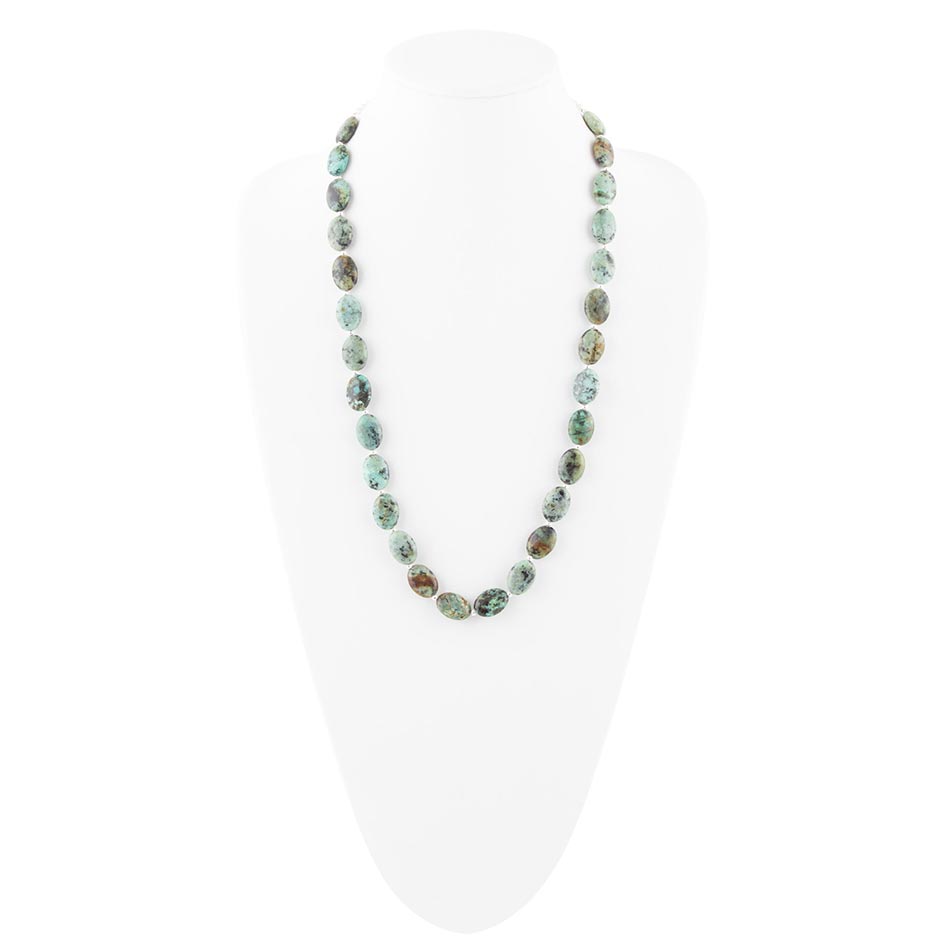 Barse Green African Turquoise Slip On Sterling Silver Necklace