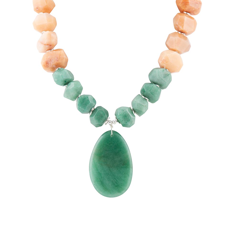Green Aventurine Bold Pendant Necklace
