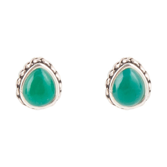 Barse Green Onyx Teardrop Post Earrings