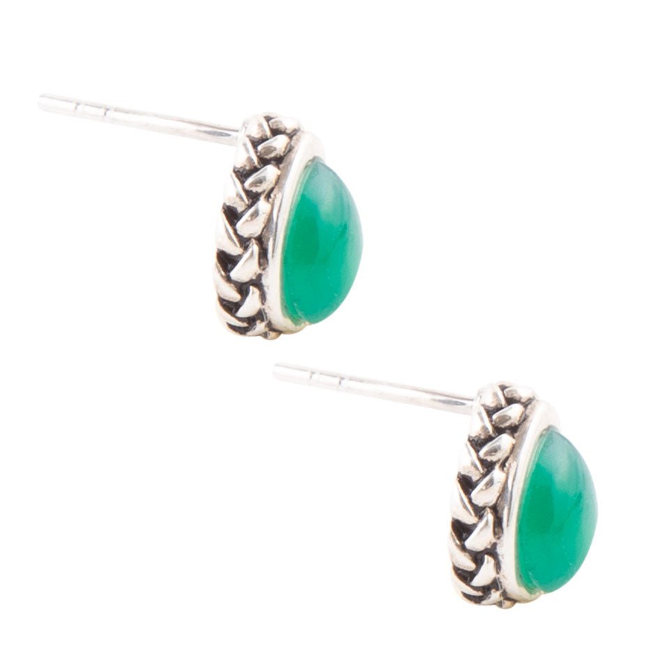 Barse Green Onyx Teardrop Post Earrings