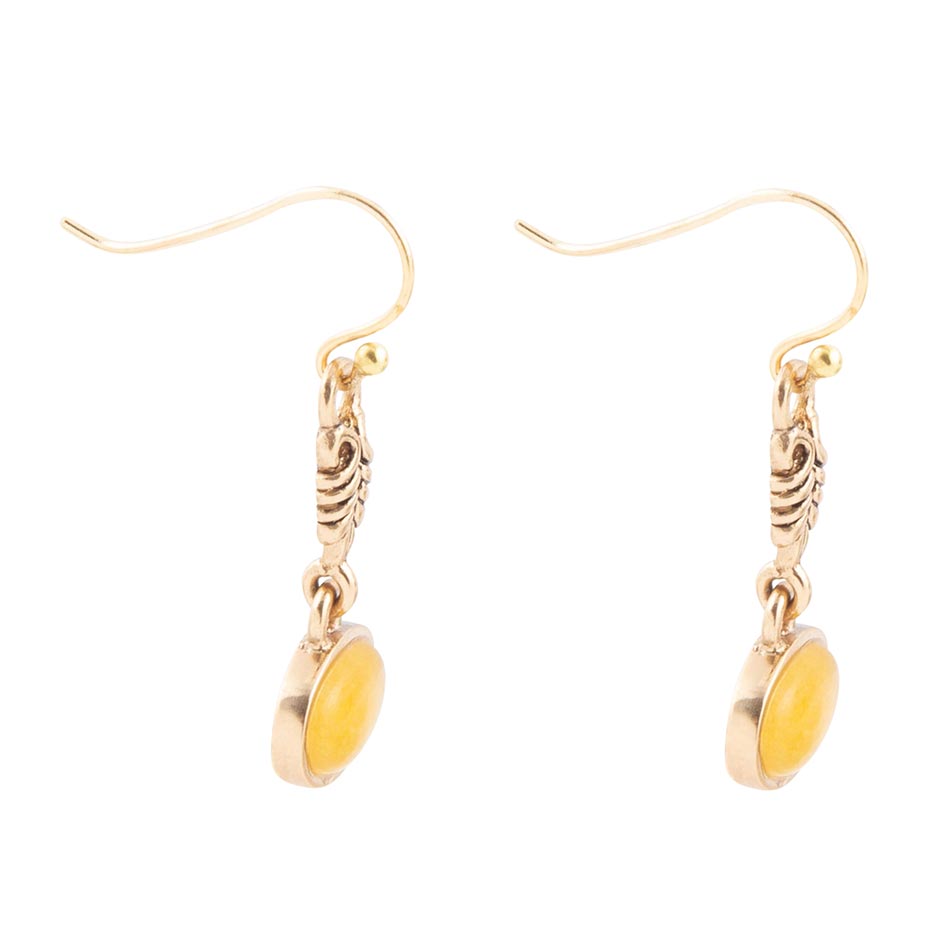 Barse Harmony Orange Quartz Golden Drop Earrings