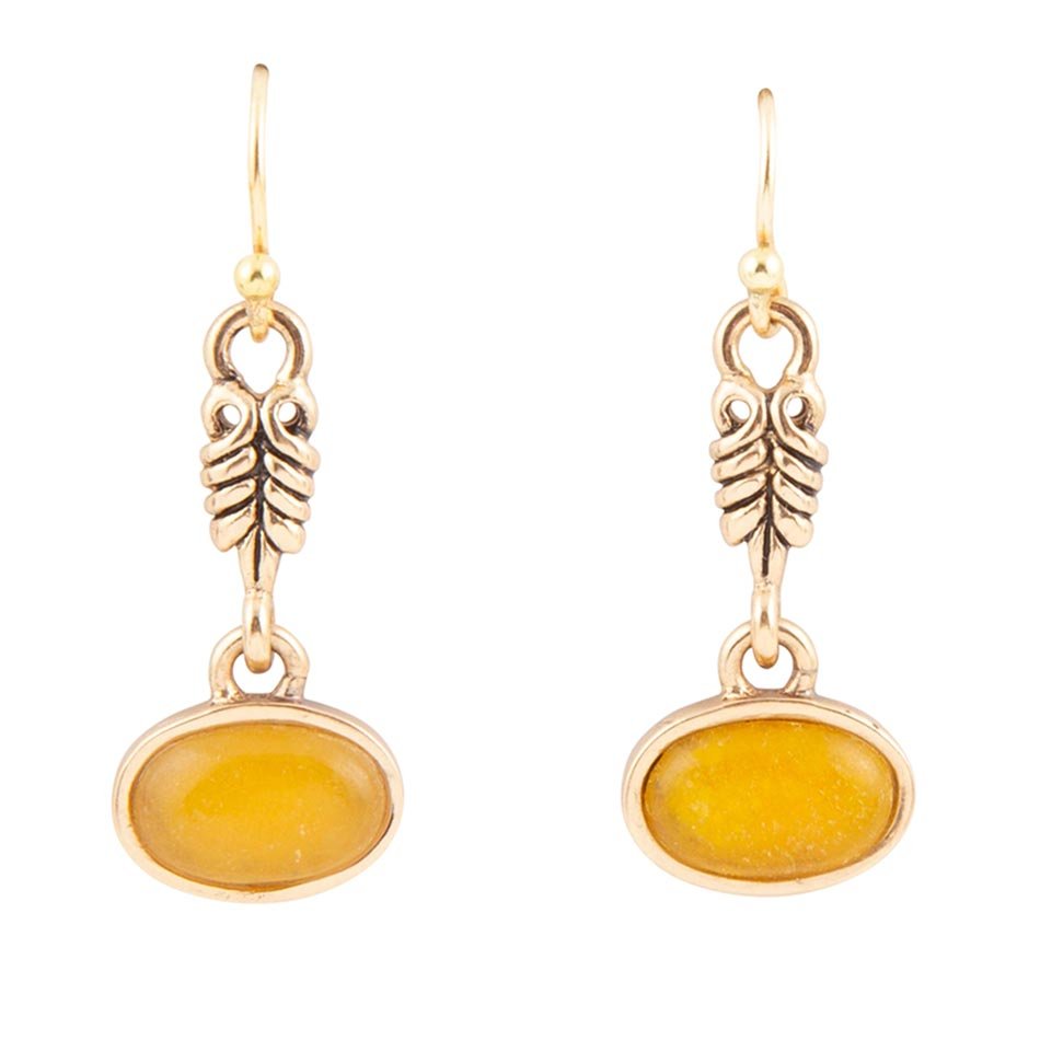 Barse Harmony Orange Quartz Golden Drop Earrings