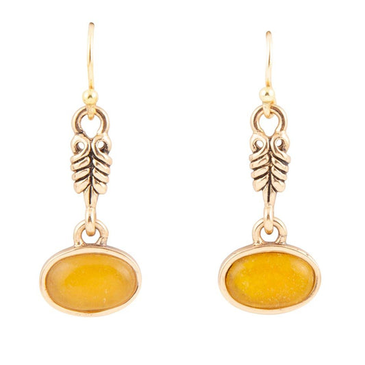 Barse Harmony Orange Quartz Golden Drop Earrings