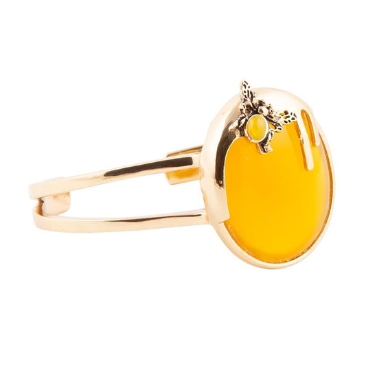 Barse Honey Bee Yellow Agate Golden Cuff Bracelet
