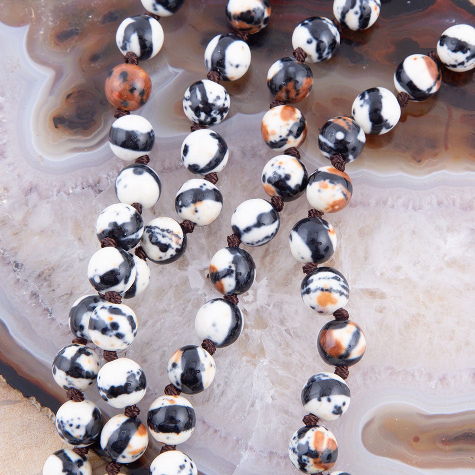 Barse Immeasurable Jasper Black and White Wrap Necklace