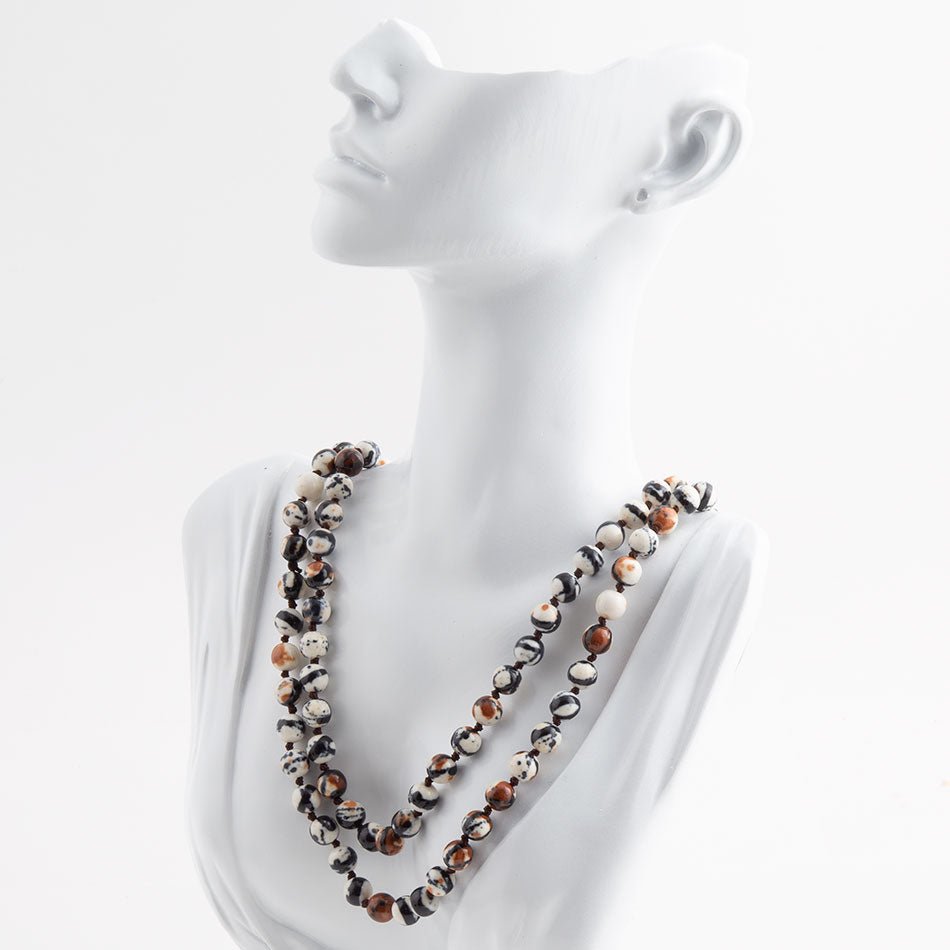 Barse Immeasurable Jasper Black and White Wrap Necklace