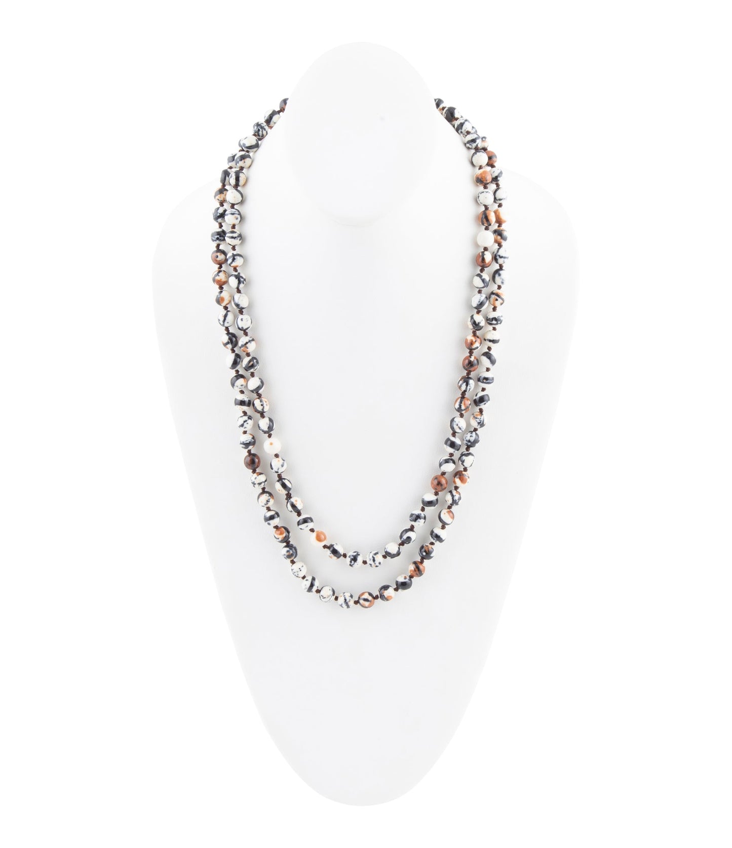 Barse Immeasurable Jasper Black and White Wrap Necklace