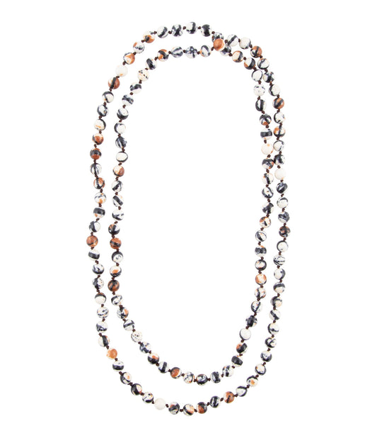 Barse Immeasurable Jasper Black and White Wrap Necklace