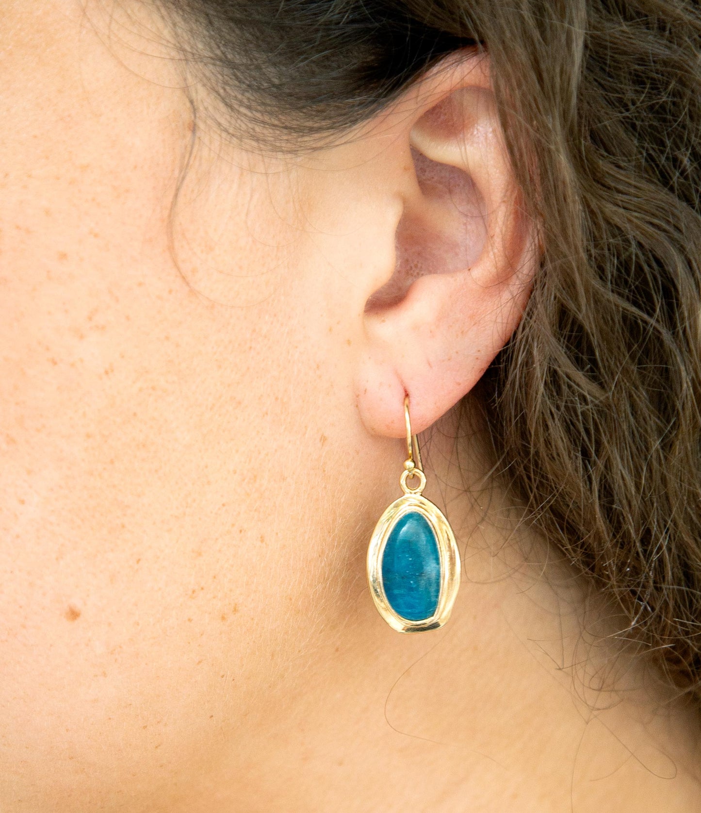 Impressions Blue Apatite Golden Drop Earrings