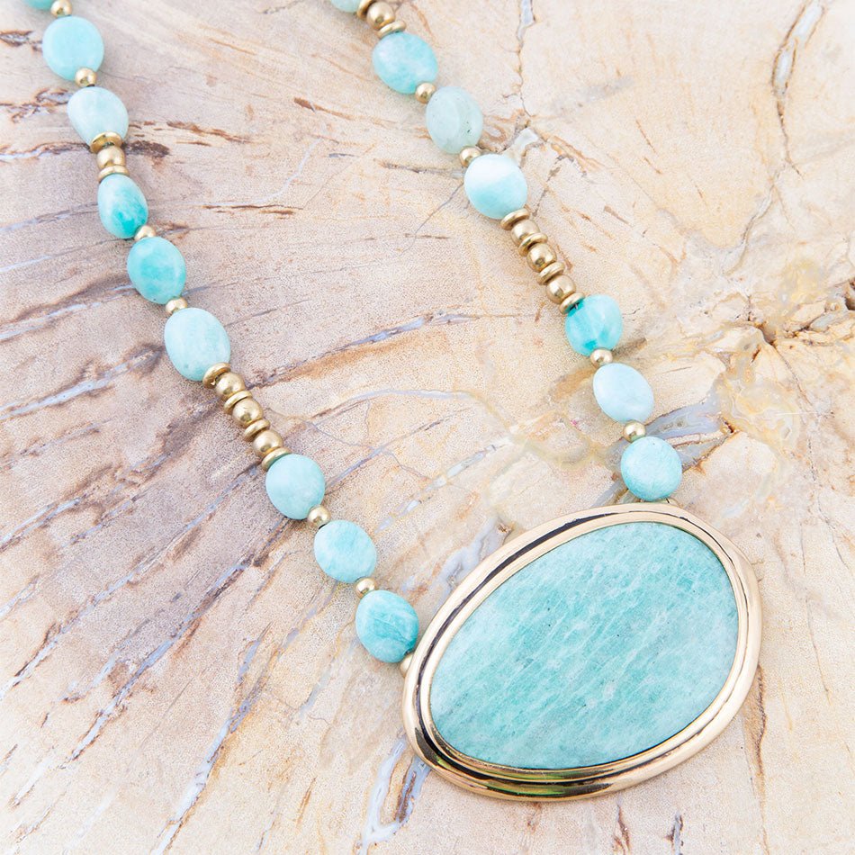Impressions of Blue Amazonite Freeform Necklace