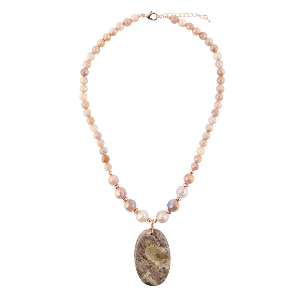 Barse Jasper Slab in Pink Necklace