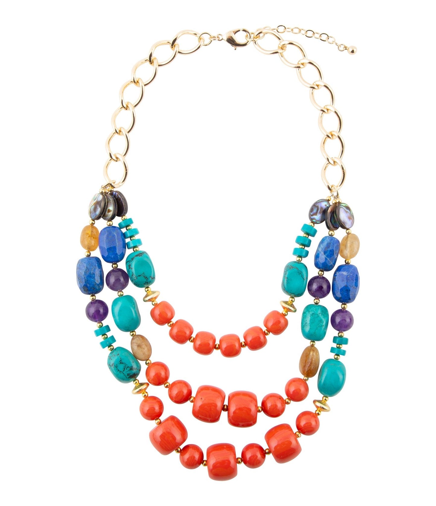 Barse Kaleidoscope Multistone Statement Golden Necklace