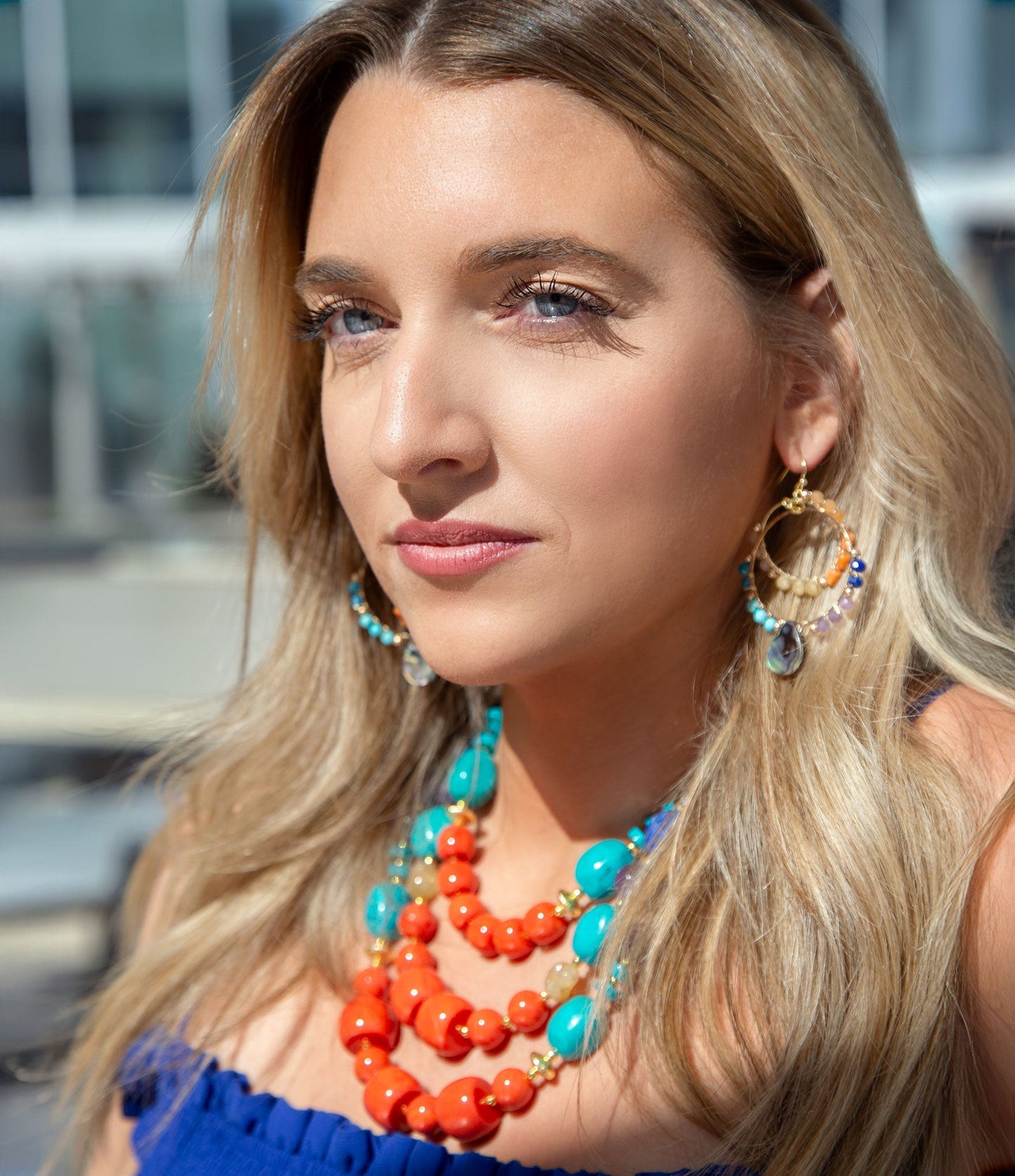 Barse Kaleidoscope Multistone Statement Golden Necklace