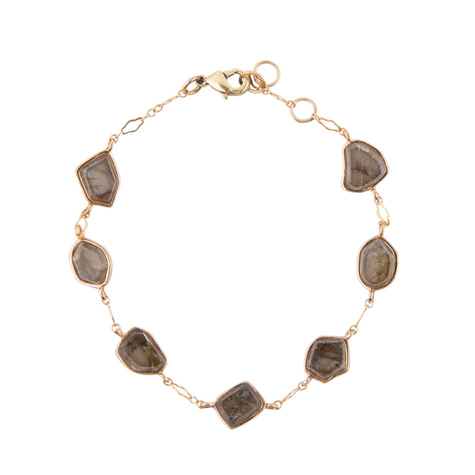 Barse Labradorite and Bronze Line Bracelet