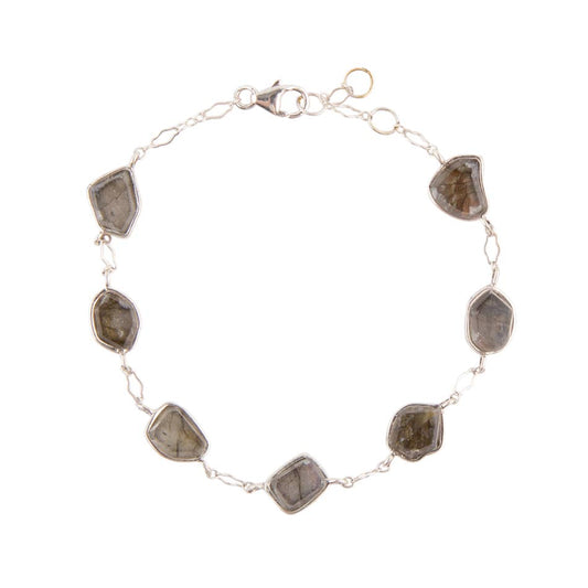 Barse Labradorite and Sterling Silver Line Bracelet