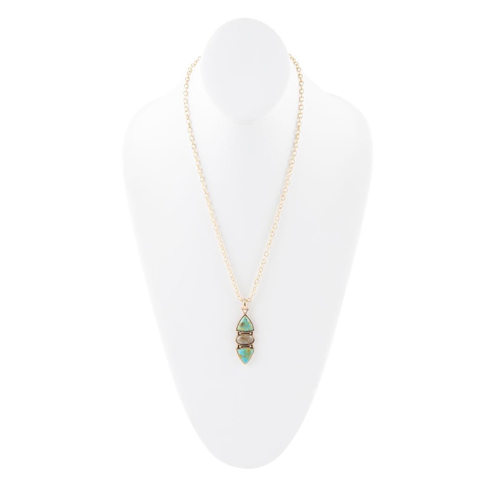 Barse Labradorite and Turquoise Pendant Necklace
