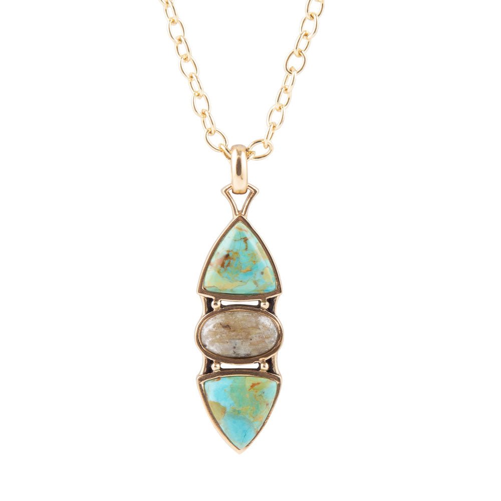 Barse Labradorite and Turquoise Pendant Necklace