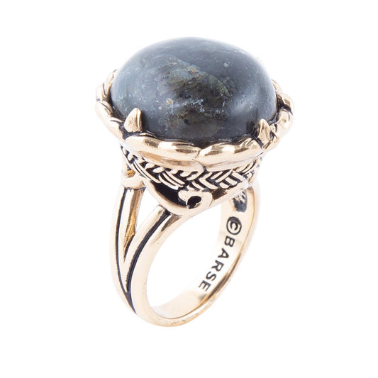 Barse Black Labradorite and Golden Statement Ring