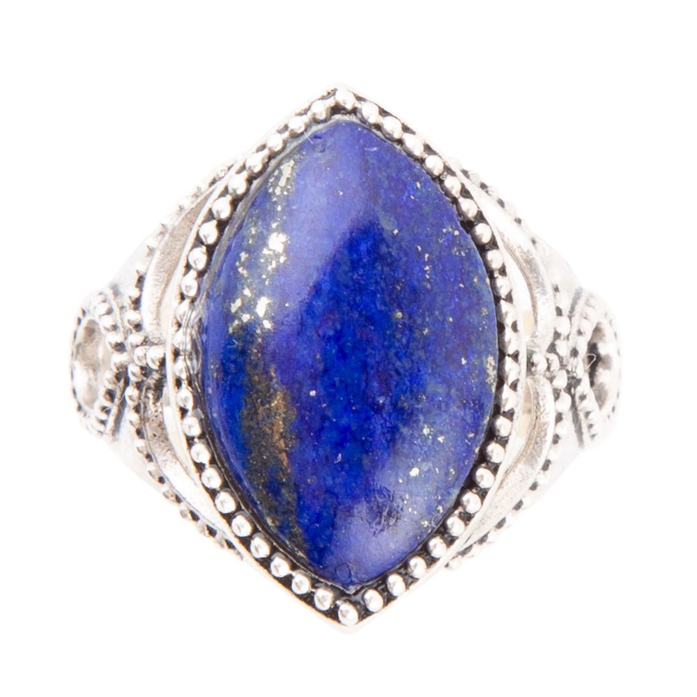 Barse Blue Lapis and Sterling Silver Marquis Ring