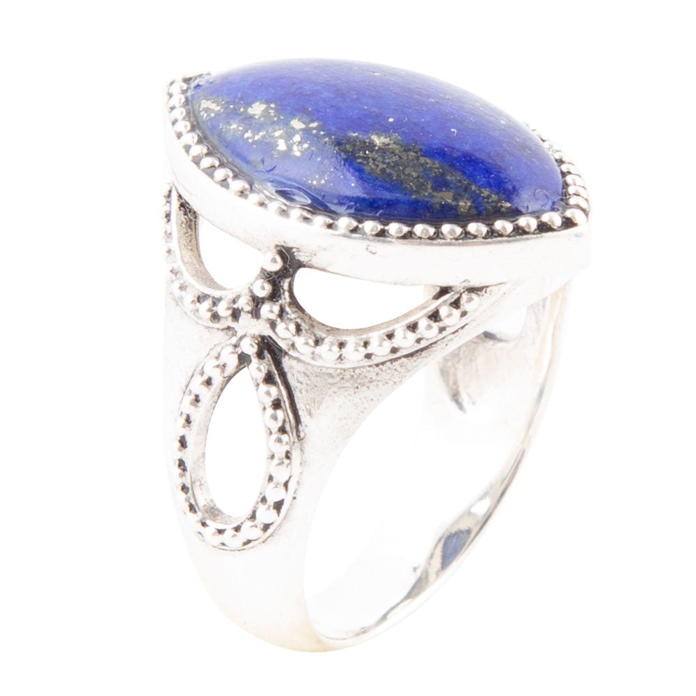 Barse Blue Lapis and Sterling Silver Marquis Ring