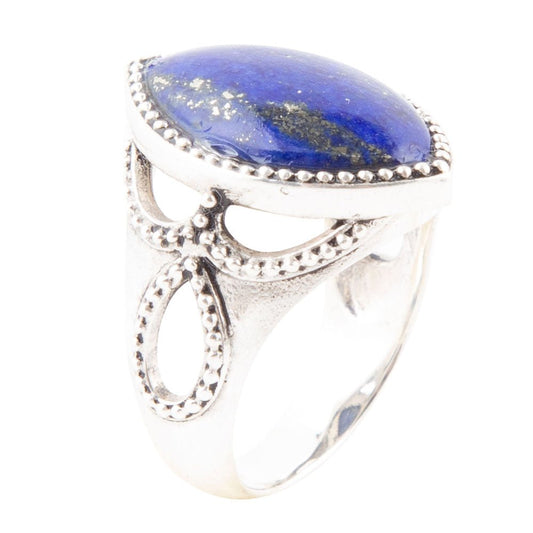 Barse Blue Lapis and Sterling Silver Marquis Ring