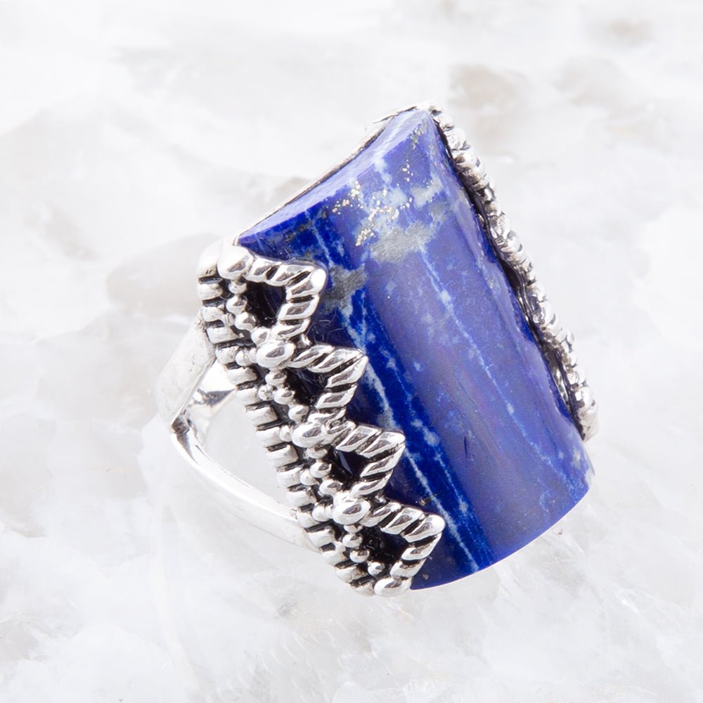 Barse Blue Lapis Slice and Sterling Silver Ring