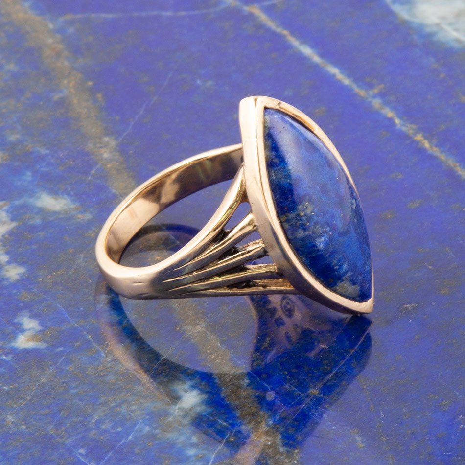 Barse Blue Lapis Golden Spark Ring