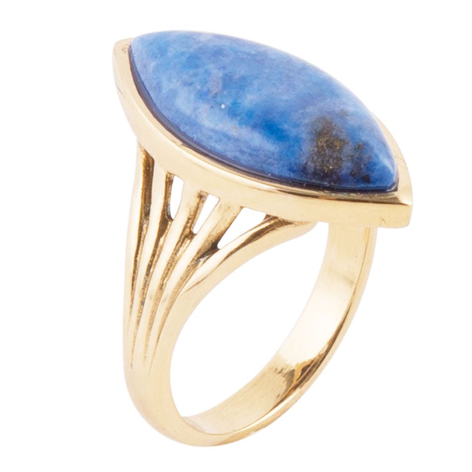 Barse Blue Lapis Golden Spark Ring