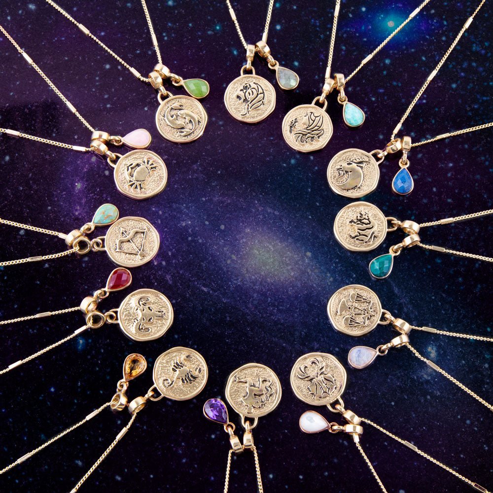 Libra - Zodiac White Moonstone Golden Charm Necklace