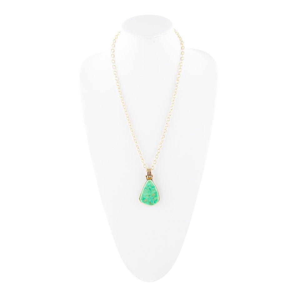 Lime Turquoise Golden Pendant Necklace