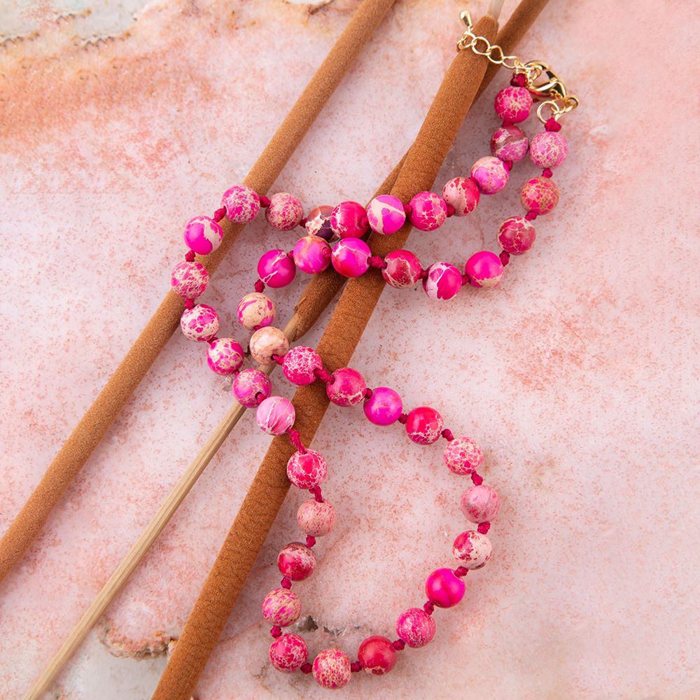 Love Knots Pink Jasper Necklace
