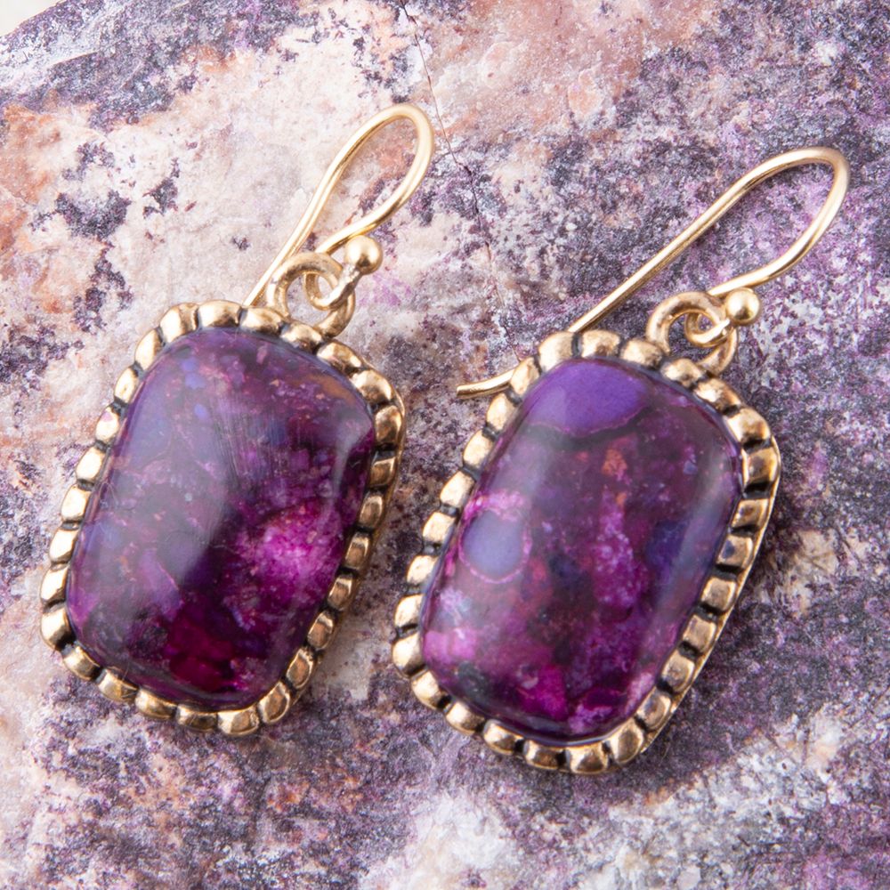 Barse Luminous Purple Turquoise Golden Drop Earrings