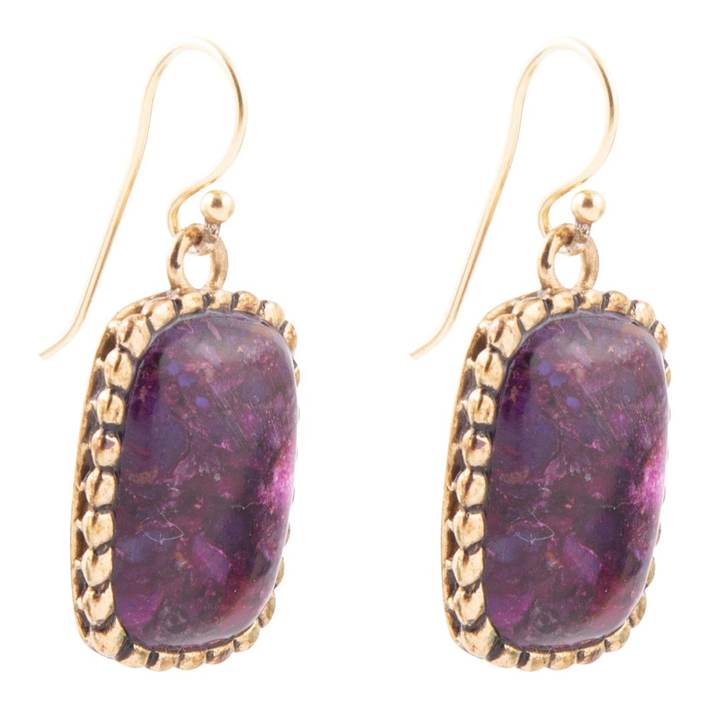 Barse Luminous Purple Turquoise Golden Drop Earrings